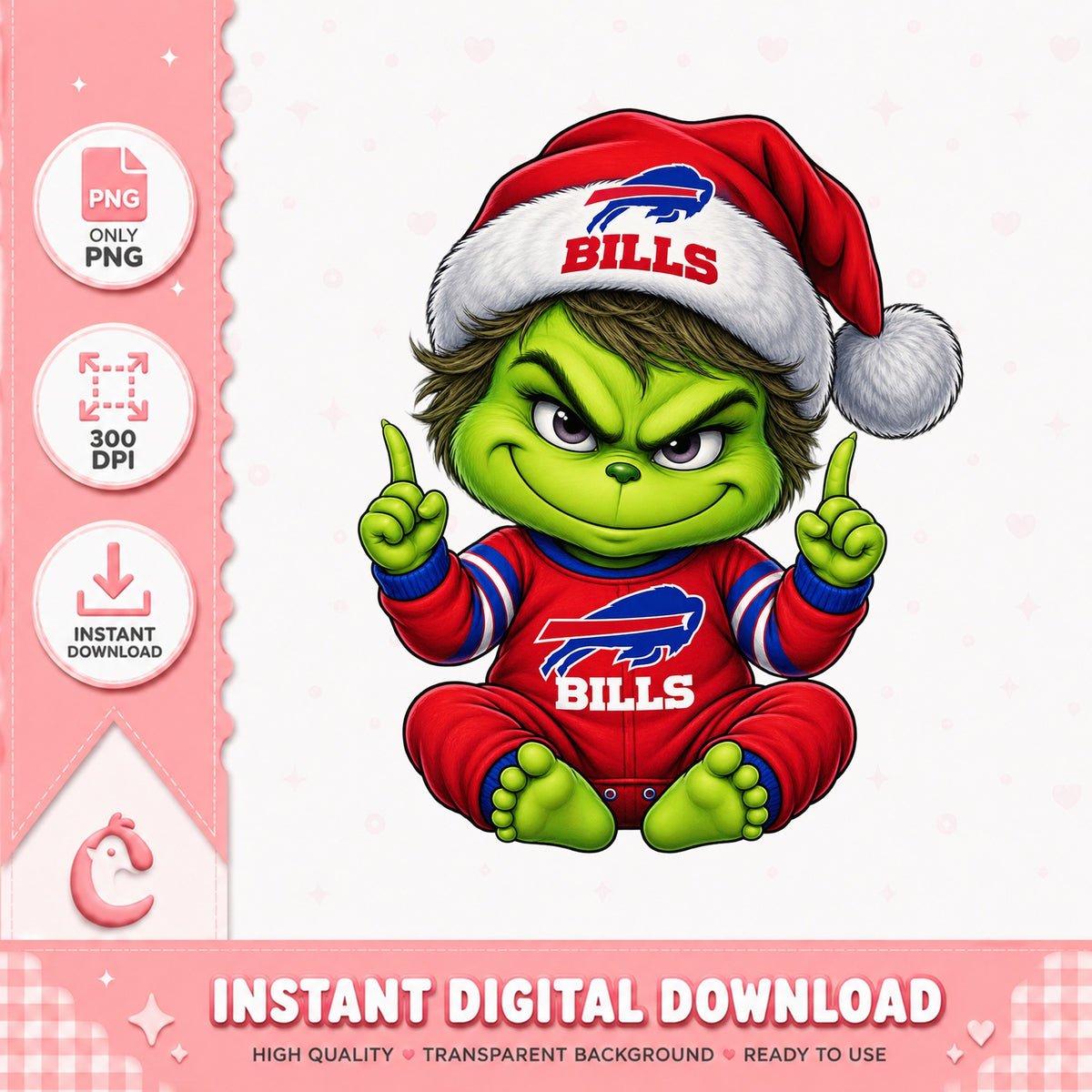 Grinch Buffalo Bills Christmas PNG, Santa Hat NFL PNG, PNG