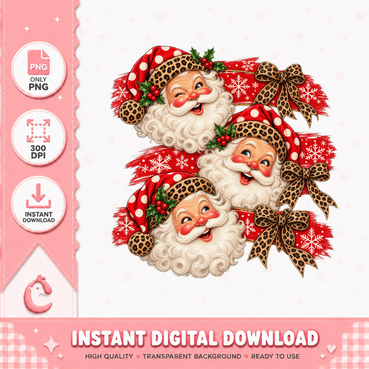 Leopard Print Santa Claus PNG, Christmas Santa Clipart, PNG