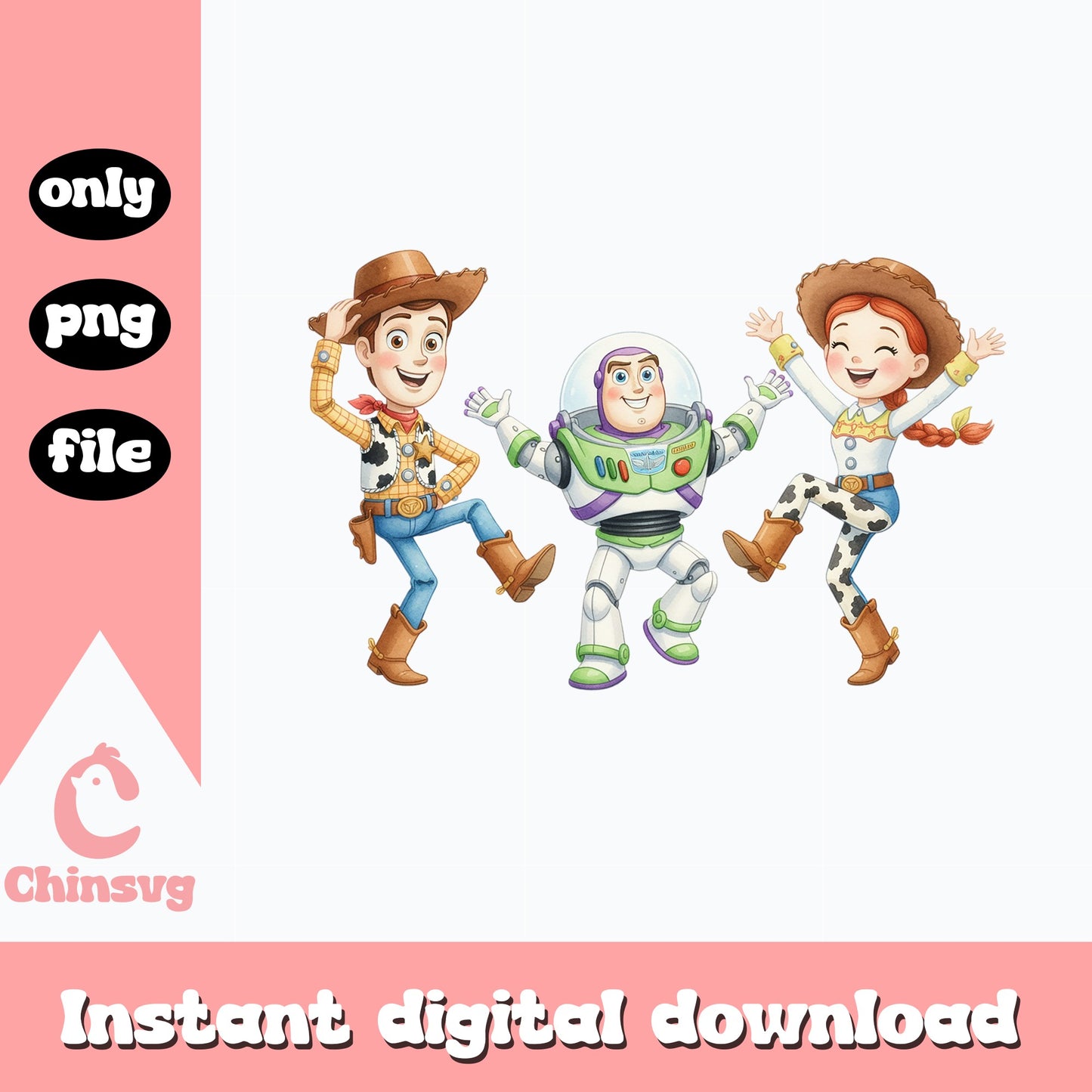 Toy Story Characters PNG, Woody Buzz Lightyear Jessie PNG, Disney PNG