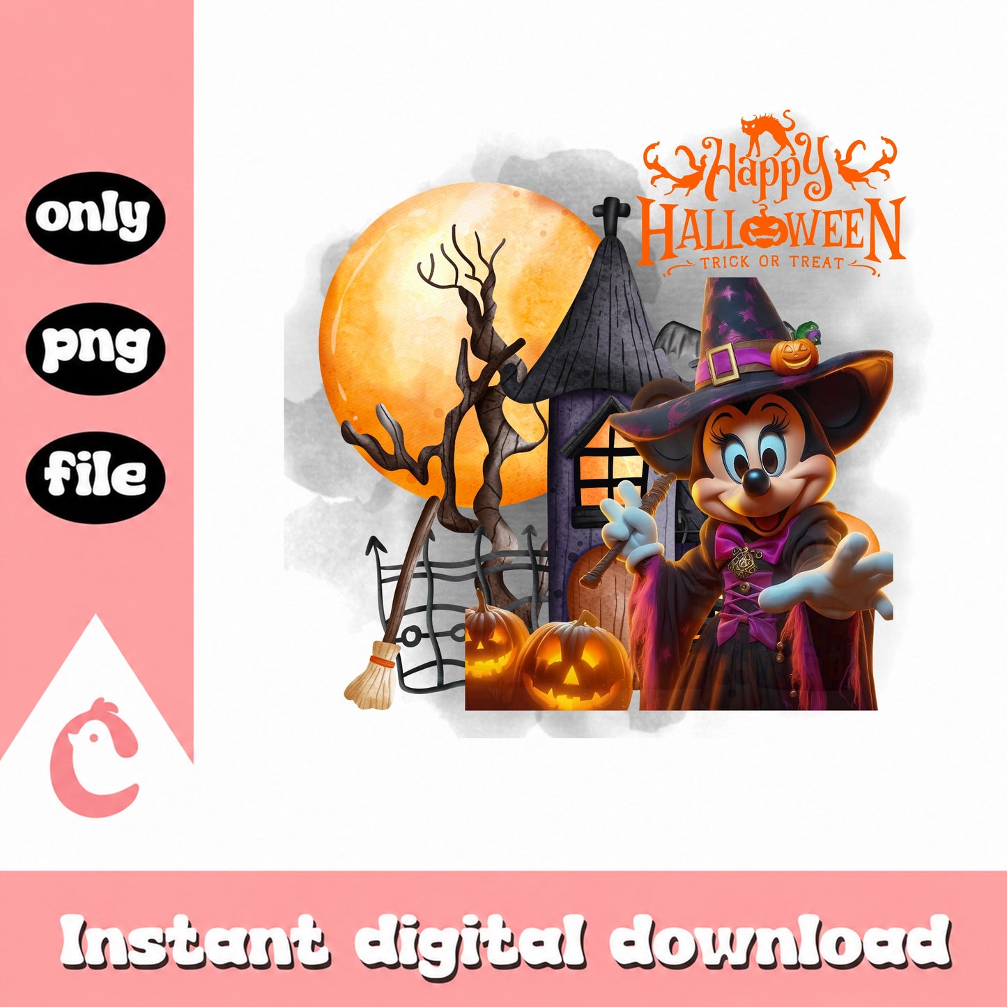 Minnie Mouse Halloween Witch PNG, Disney Halloween PNG, Trick Or Treat PNG