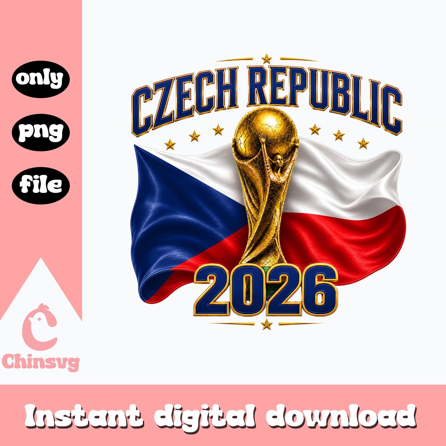 Czech Republic 2026 World Cup PNG, Soccer Trophy Flag, Football PNG