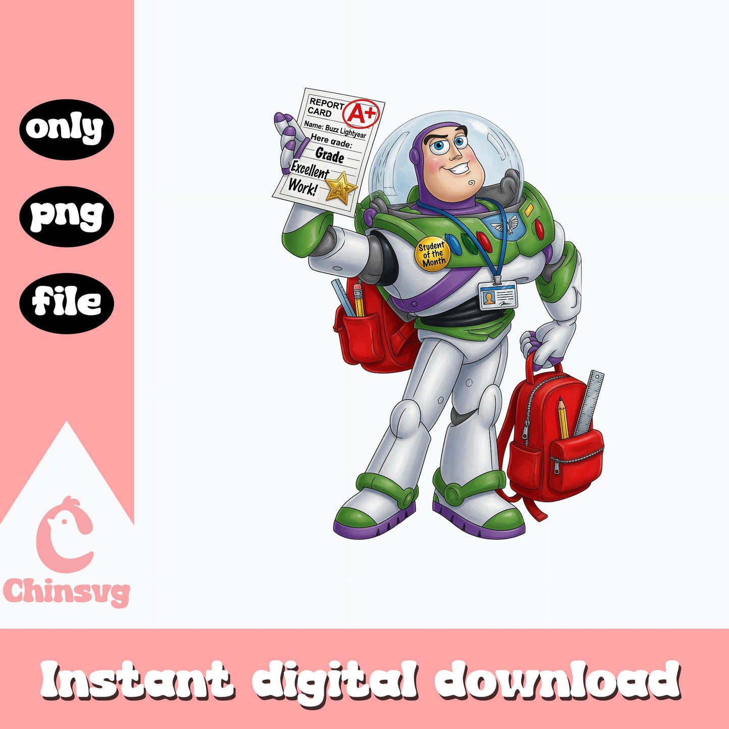 Buzz Lightyear Back To School PNG, Toy Story PNG, Disney PNG