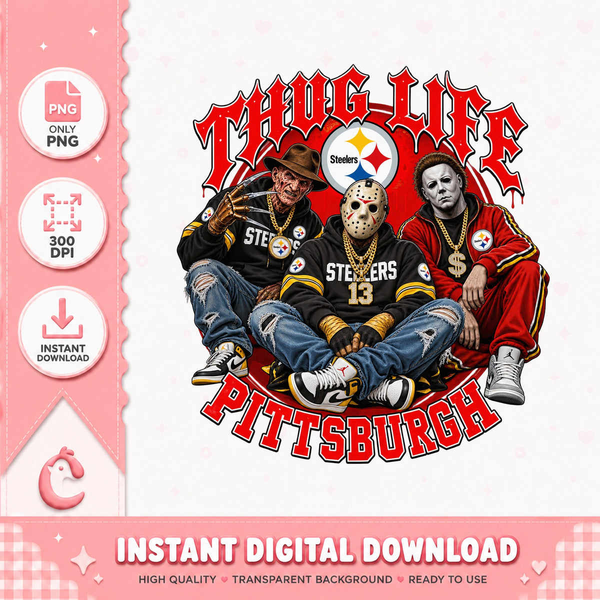 Pittsburgh Steelers Thug Life PNG, Horror Movie Characters, NFL PNG