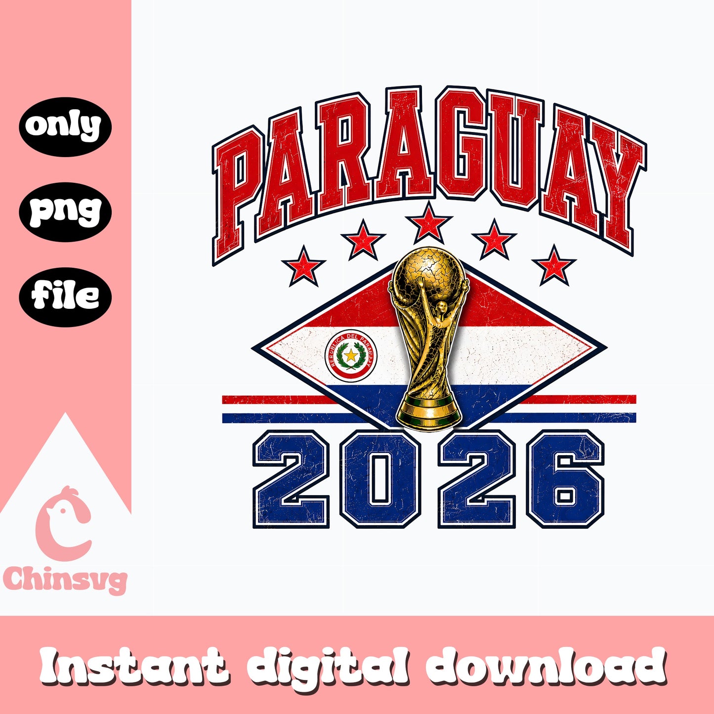 Paraguay World Cup 2026 PNG, Soccer Trophy Flag, Football PNG