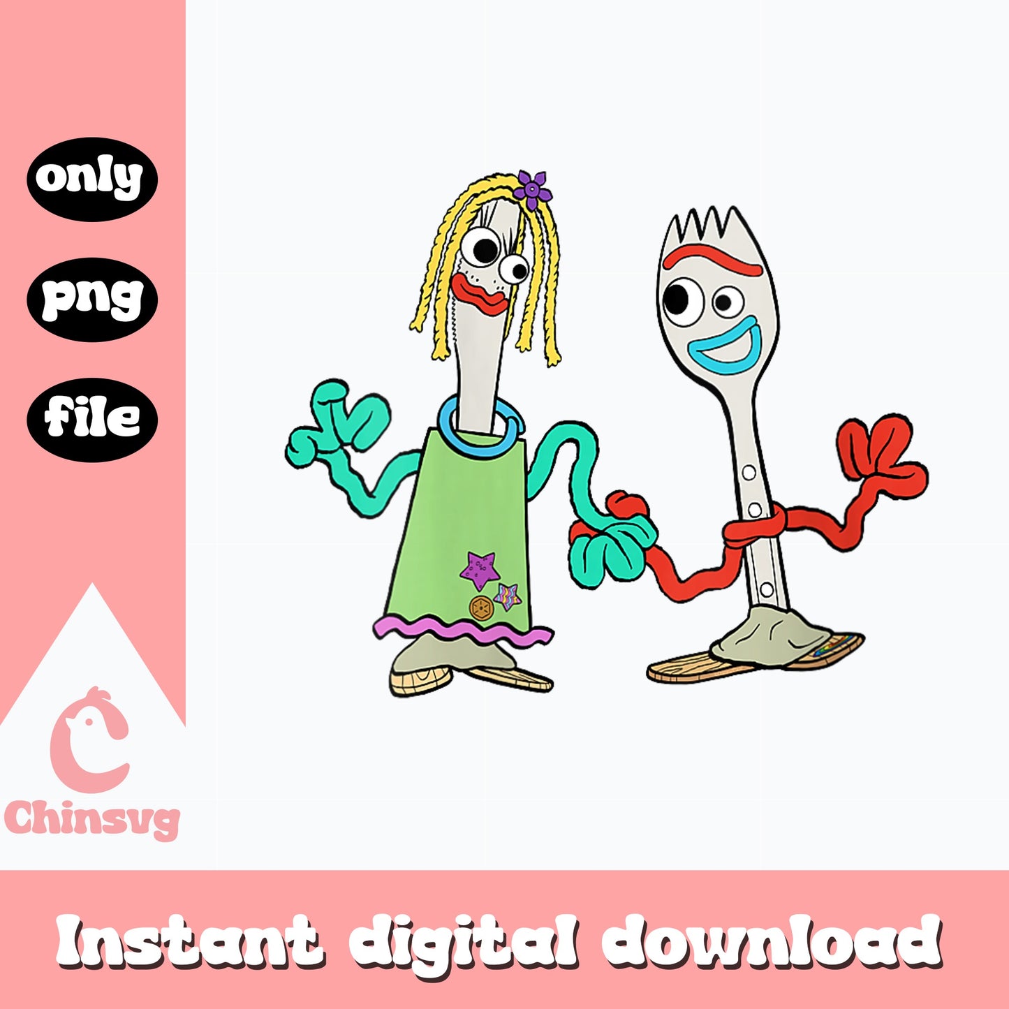 Forky And Knifey Toy Story PNG, Disney Pixar PNG, Toy Story 4 PNG