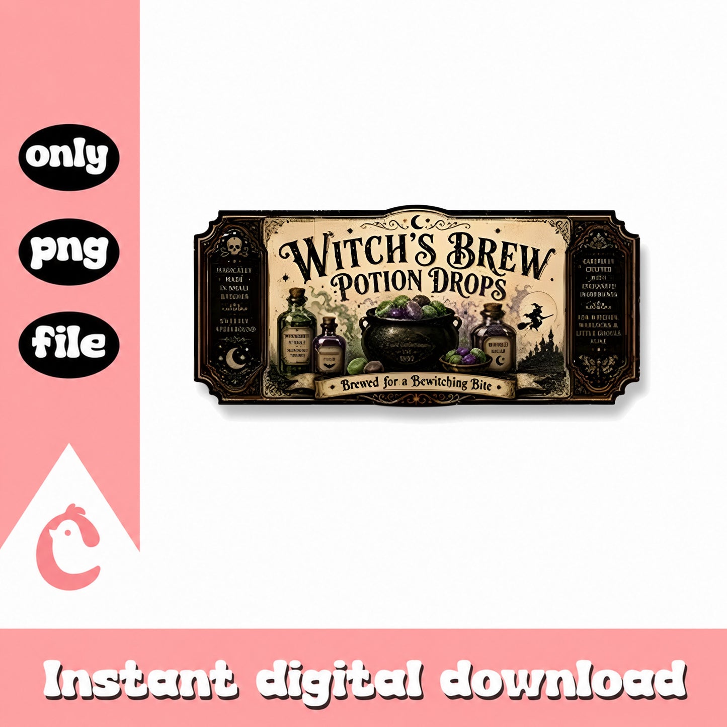 Witch's Brew Potion Drops PNG, Halloween Sublimation, PNG File