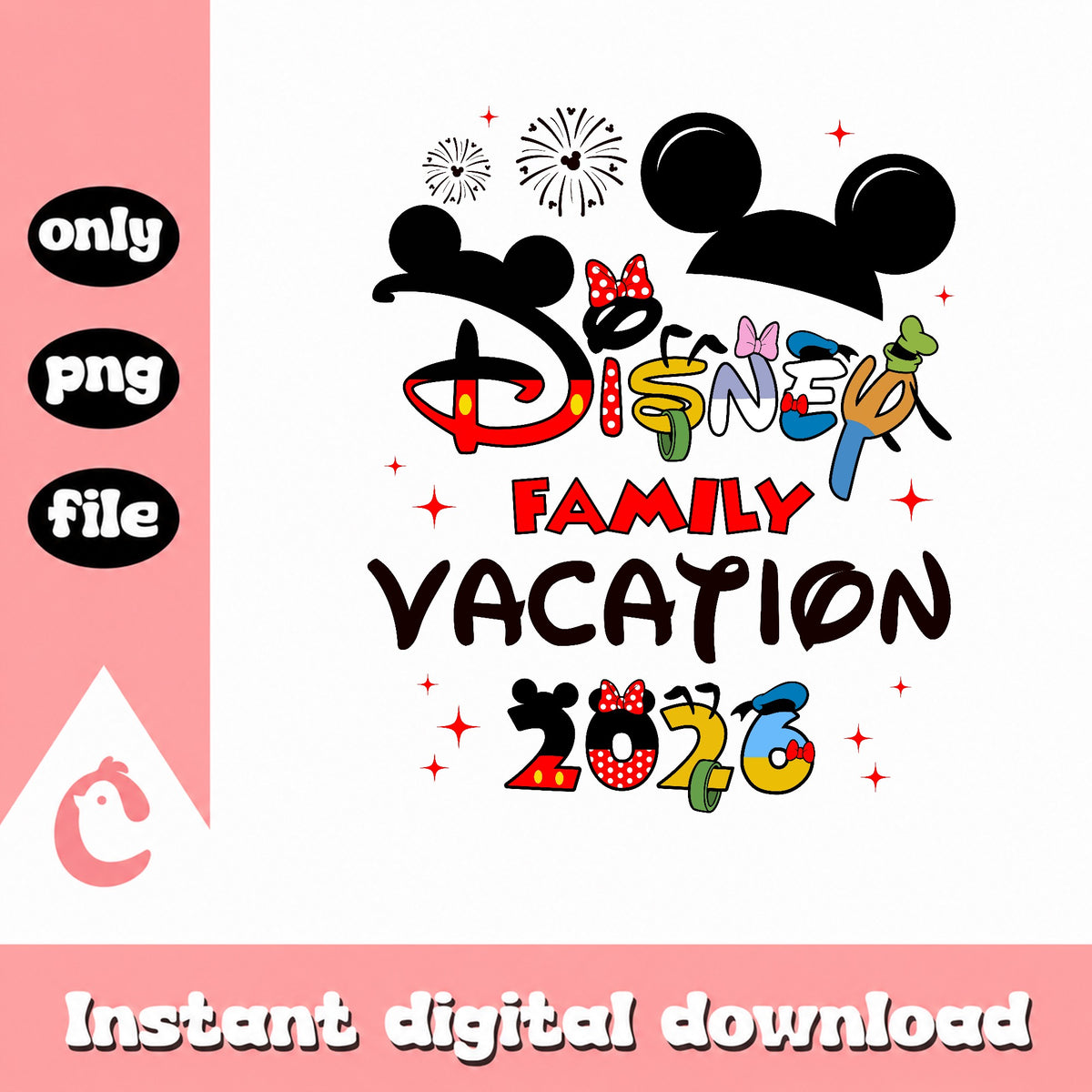 Disney Family Vacation 2026 PNG, Mickey Minnie Trip PNG, Disney PNG