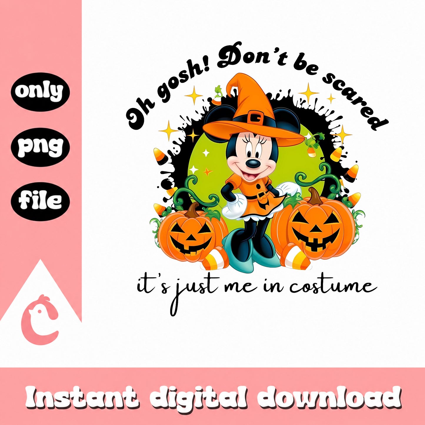 Minnie Mouse Halloween Witch PNG, Disney Halloween PNG, Pumpkin PNG