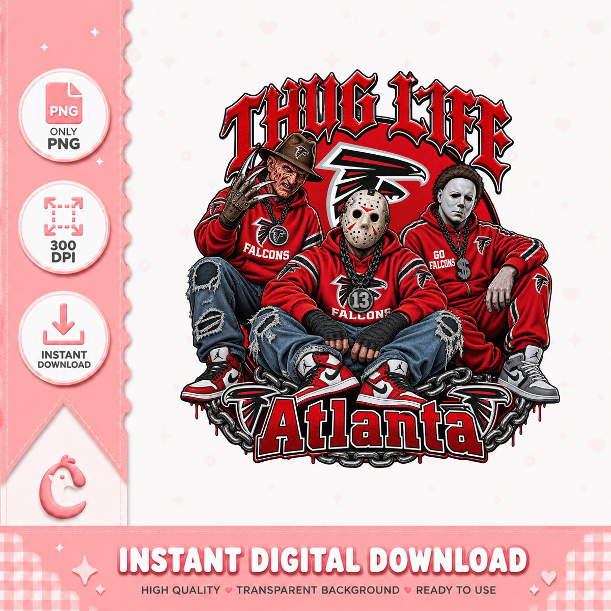 Atlanta Falcons Thug Life PNG, Horror Movie Characters, NFL PNG