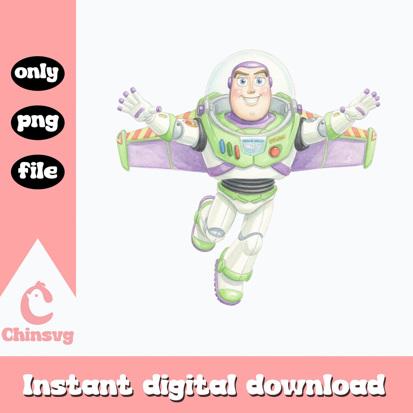 Buzz Lightyear Watercolor PNG, Toy Story PNG, Disney PNG