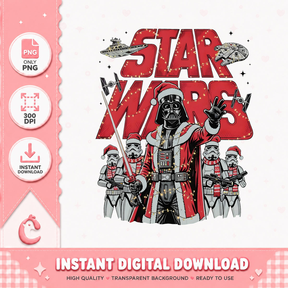 Darth Vader Santa Christmas PNG, Star Wars Xmas PNG, Stormtrooper PNG