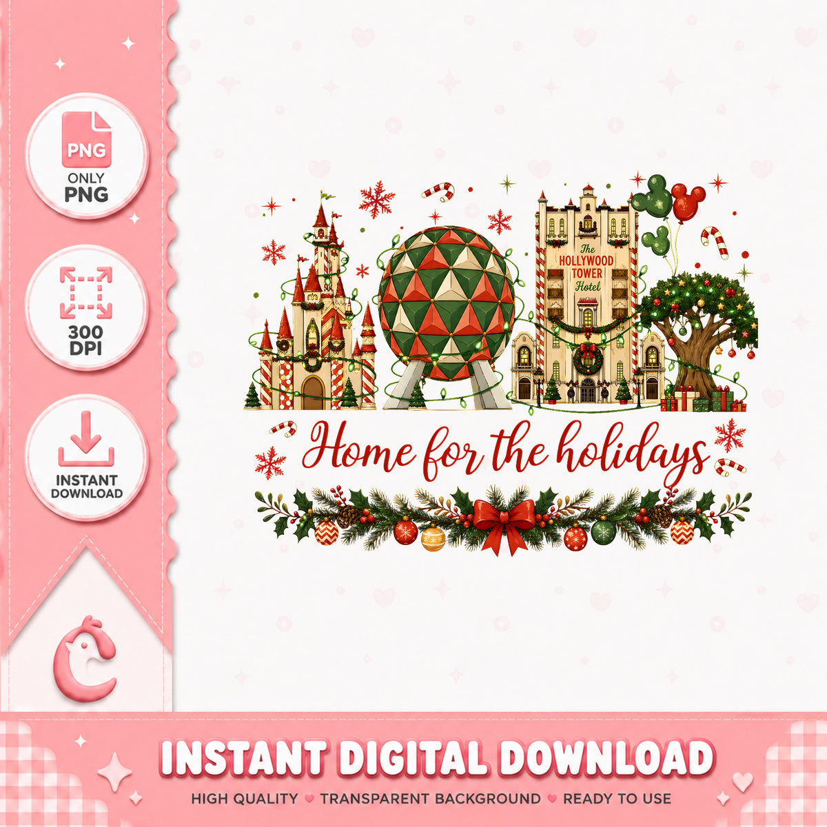 Home For The Holidays Parks PNG, Castle Epcot Xmas PNG, Disney PNG