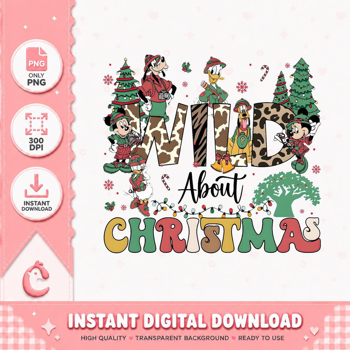 Wild About Christmas Mickey PNG, Animal Kingdom Xmas PNG, Safari PNG