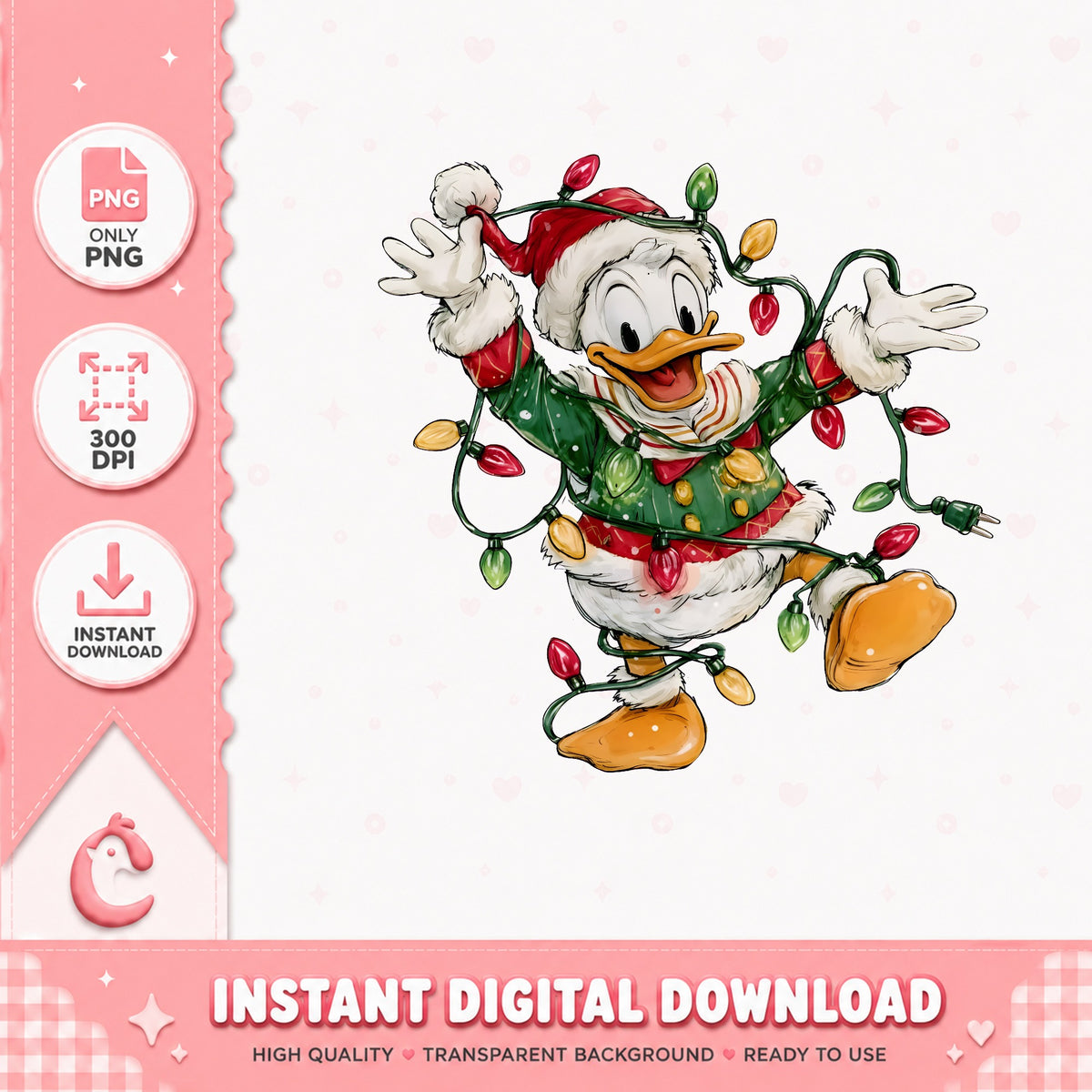 Donald Duck Christmas Lights PNG, Ugly Sweater PNG, Xmas PNG