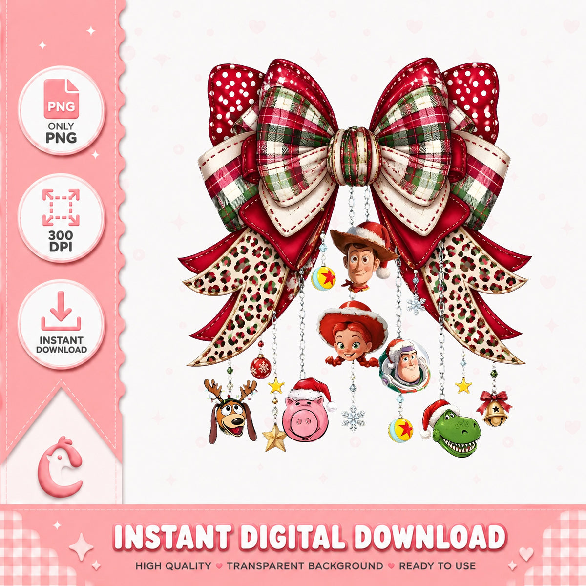 Toy Story Coquette Bow Christmas PNG, Woody Jessie PNG, Leopard PNG