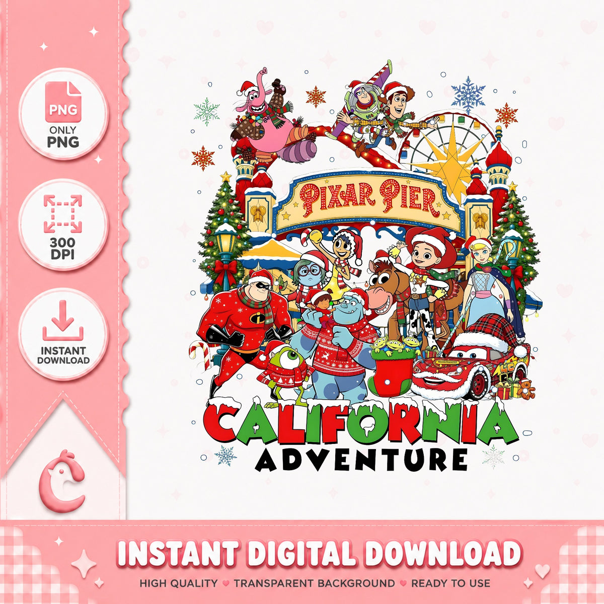 Pixar Pier California Adventure PNG, Toy Story Xmas PNG, Christmas PNG