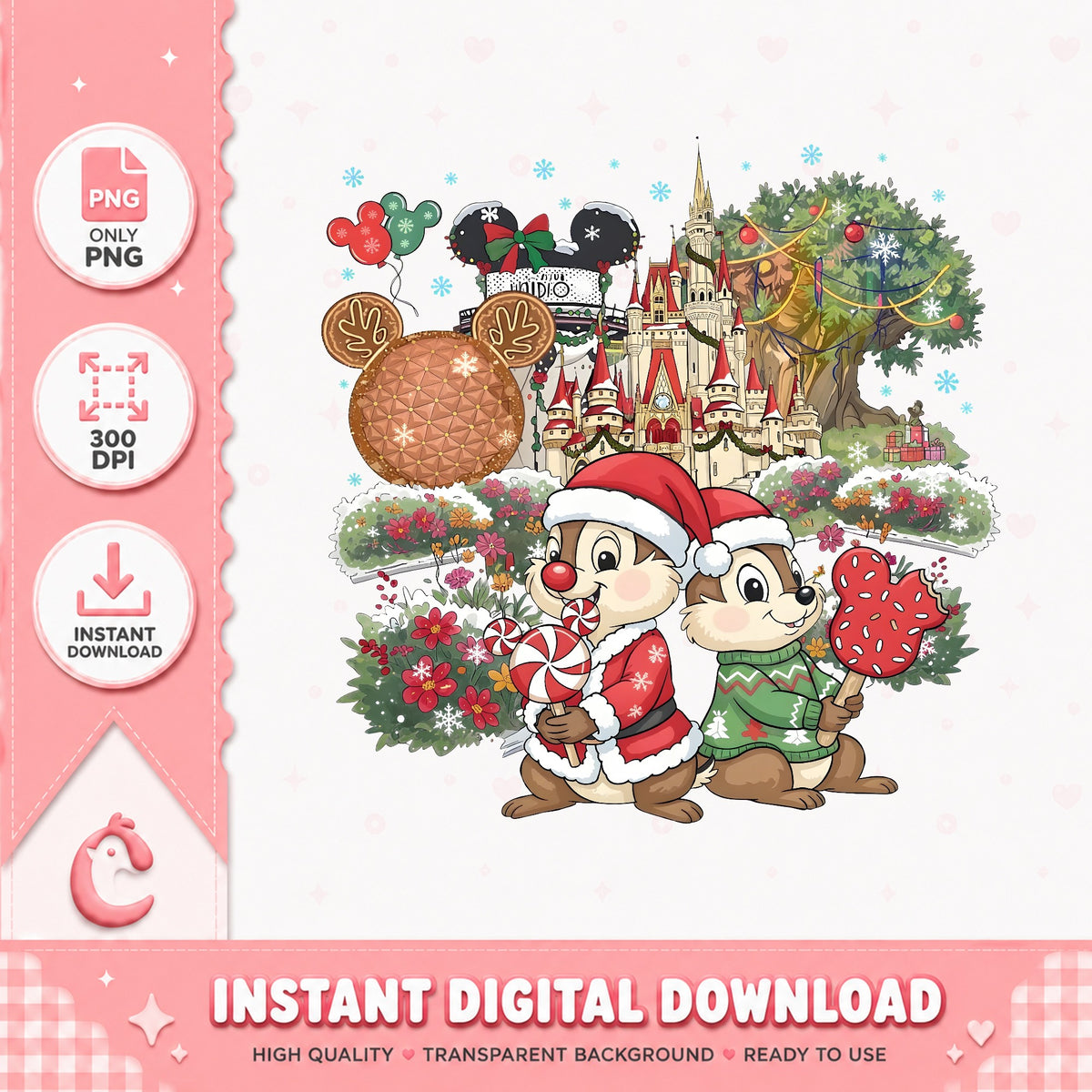 Chip And Dale Park Snacks PNG, Disney Trip Xmas PNG, Castle PNG