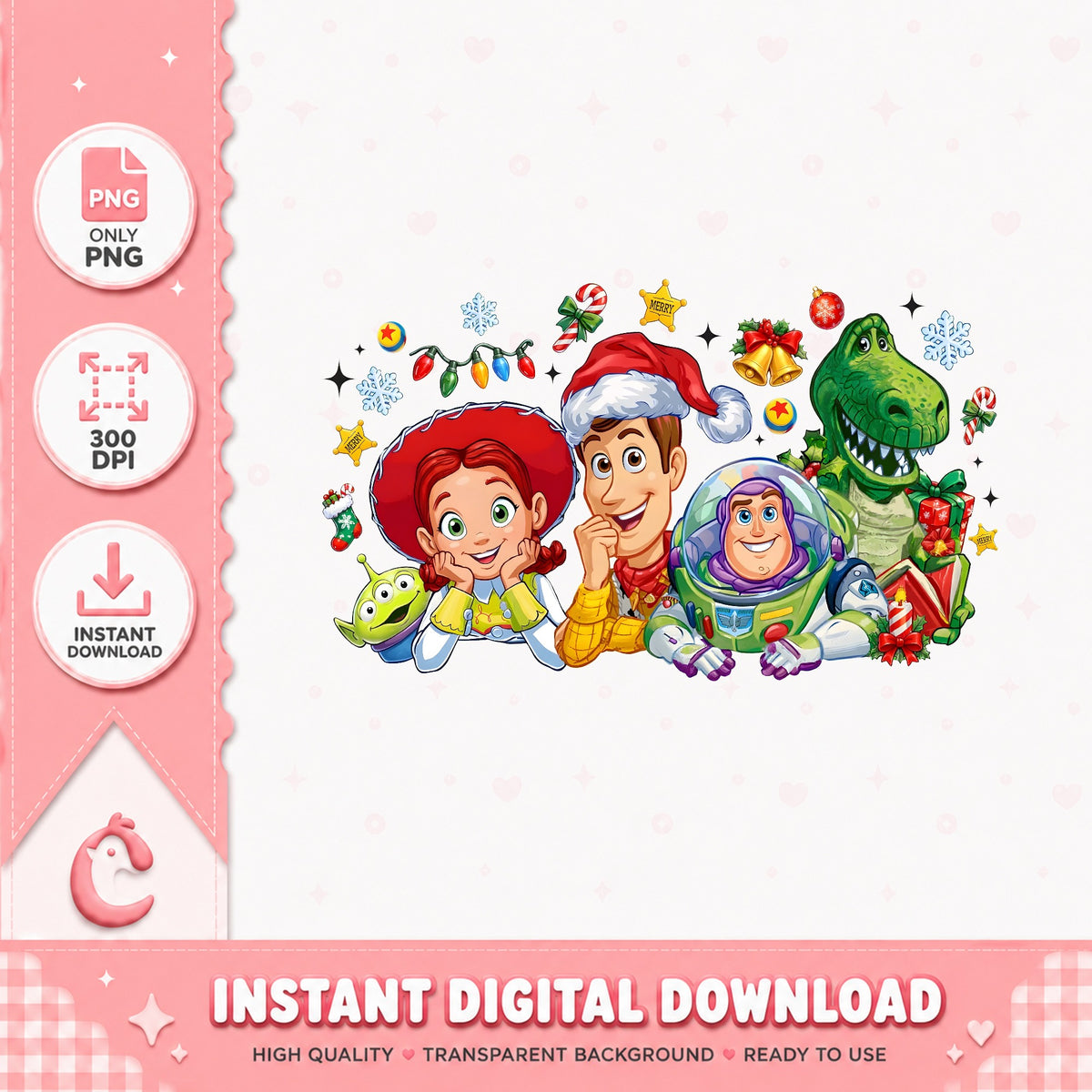 Toy Story Christmas Squad PNG, Woody Santa Hat Xmas PNG, Jessie PNG