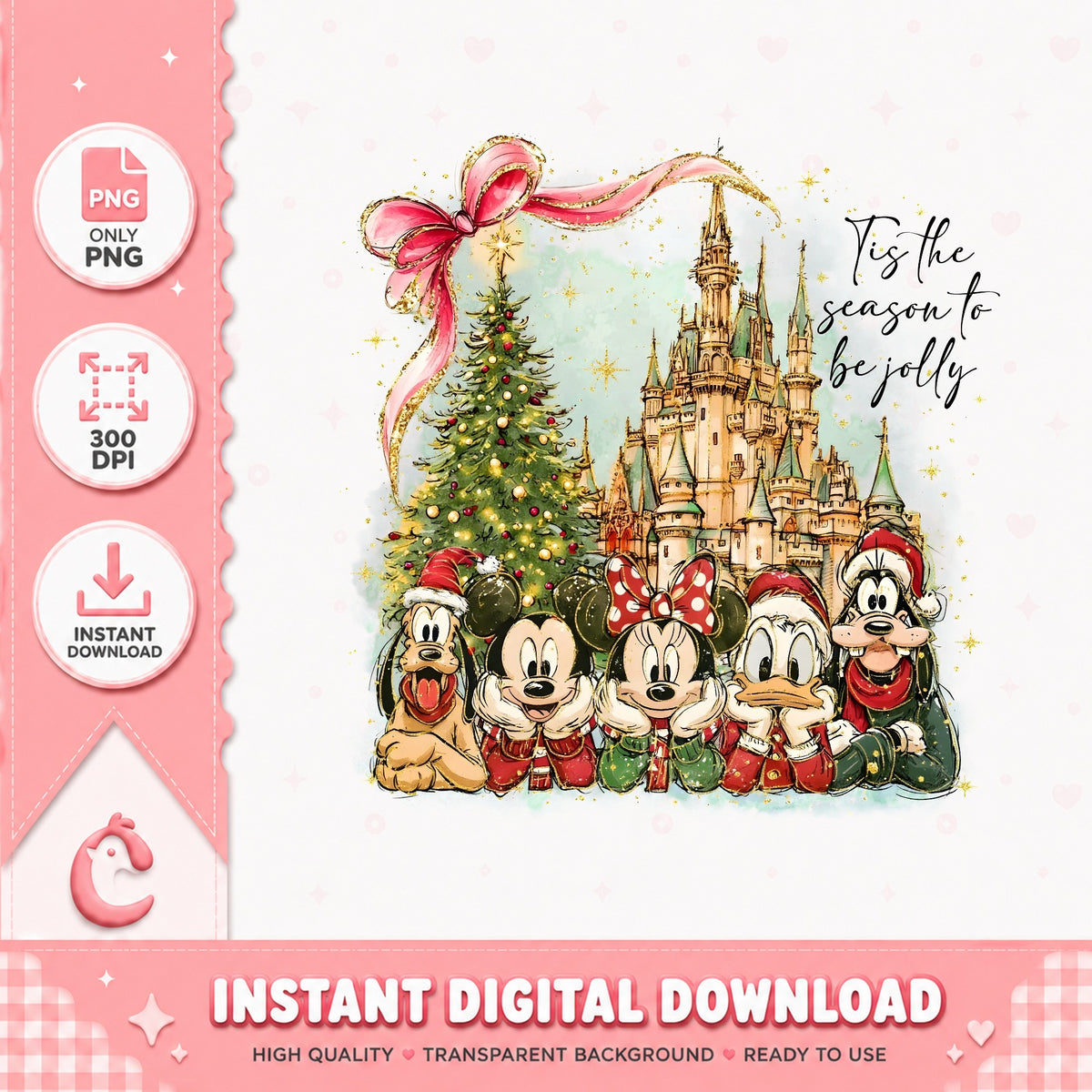 'Tis The Season To Be Jolly Disney PNG, Castle PNG, Watercolor PNG