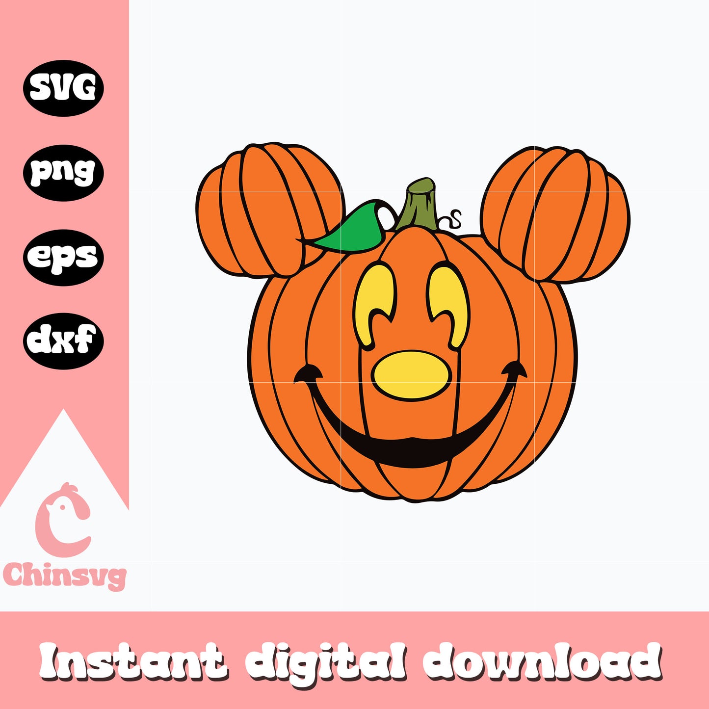 Mickey head pumpkin Svg, halloween Svg, Digital Download