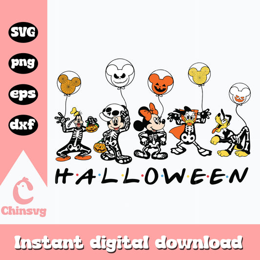 Mickey friends skeleton svg, halloween svg