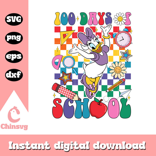 100 days of shool daisy svg, school supplies svg, school day svg