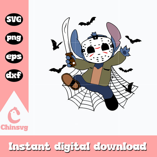 Stitch Jason Voorhees Svg, Halloween svg, digital download