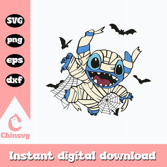 Stitch Mummy design Svg, Halloween svg