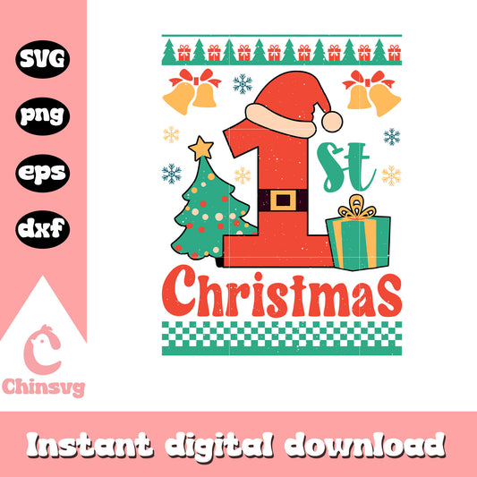 1st christmas santa claus costume svg, christmas day svg