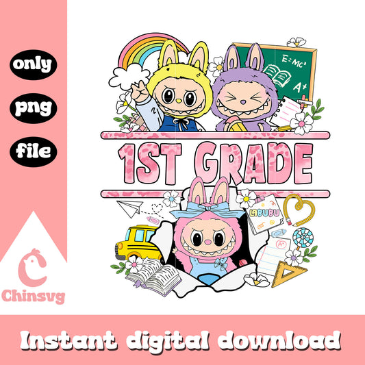 1st grade school labubu decor design png, labubu doll png, 