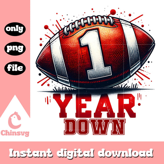 1st year down football design png, football birthday png