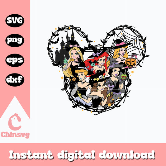 Disney princess halloween svg, mickey head svg, digital download
