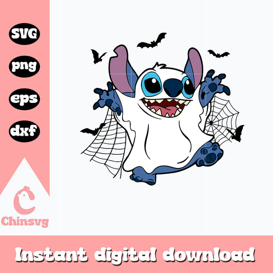 Stitch Ghost design Svg, Halloween svg, digital download