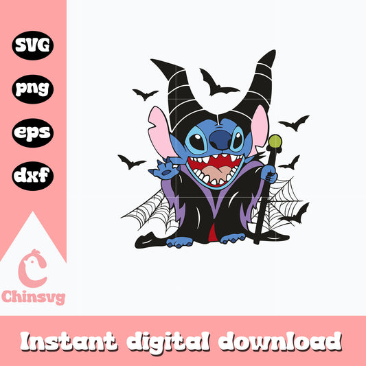 Stitch Maleficent design Svg, Halloween svg, digital download