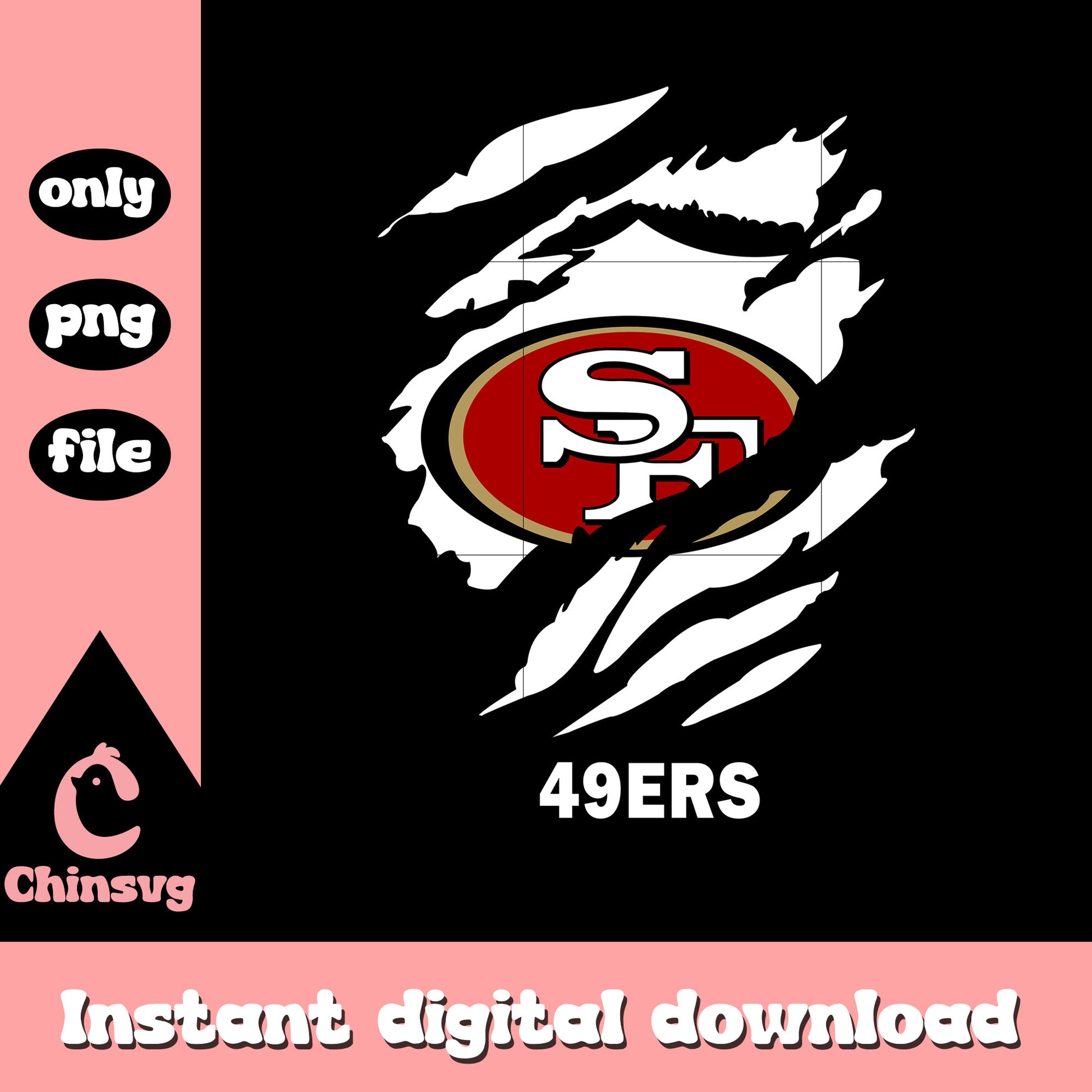 49ers logo white paint png, san francisco 49ers nfl png