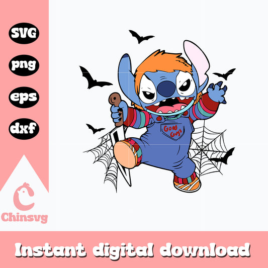 Stitch Chucky design Svg, Halloween svg, digital download