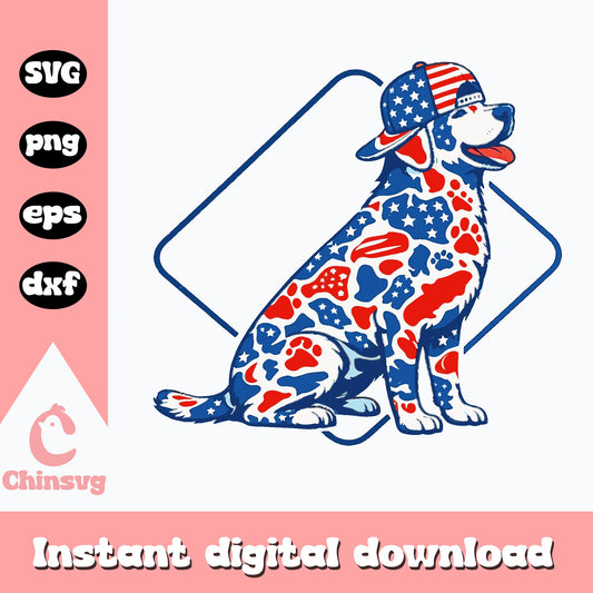 4th Of July Patriotic Dog SVG, American Flag Dog PNG, Dog SVG PNG