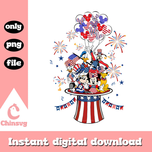 4th of July Mickey and Friends Png, Disney 4th Of July Png
