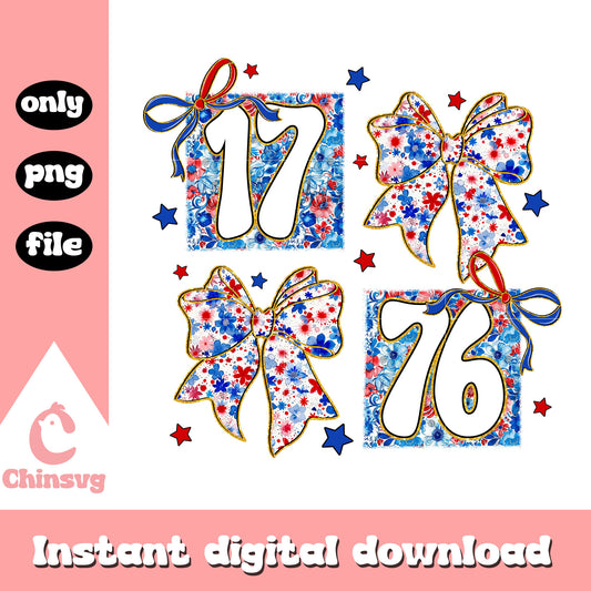 4th of july 1776 coquette bow design png, america png