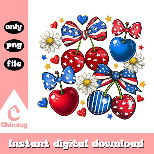 4th of july america cherry design png, 4th of july america png