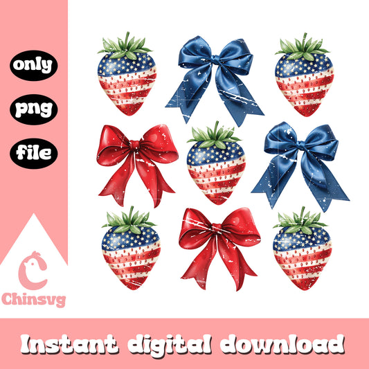 4th of july coquette strawberry png, happy 4th july png