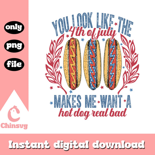 4th of july hotdogs png, you look like the 4th of july hot dog png