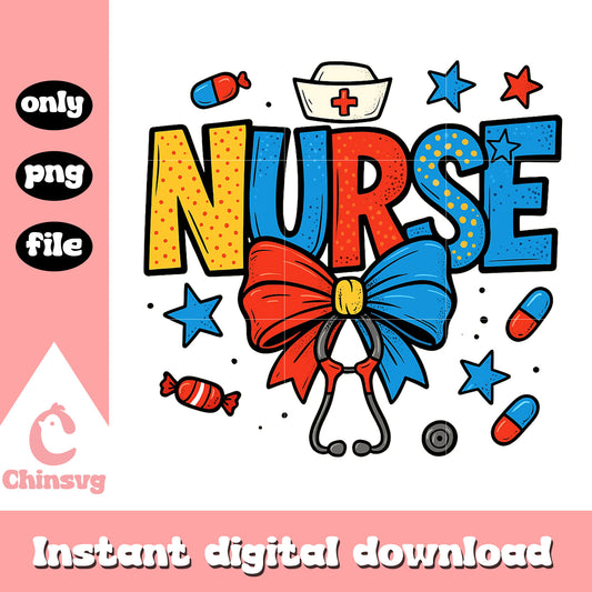 4th of july nurse coquette bow design png, freedom 4th of july png