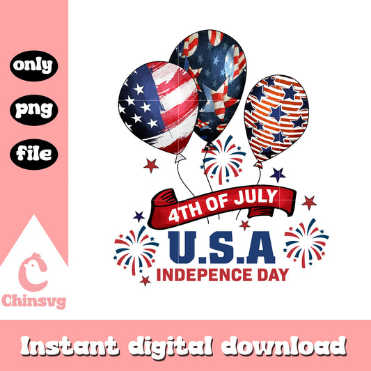 4th of july usa independence day png, usa balloons png