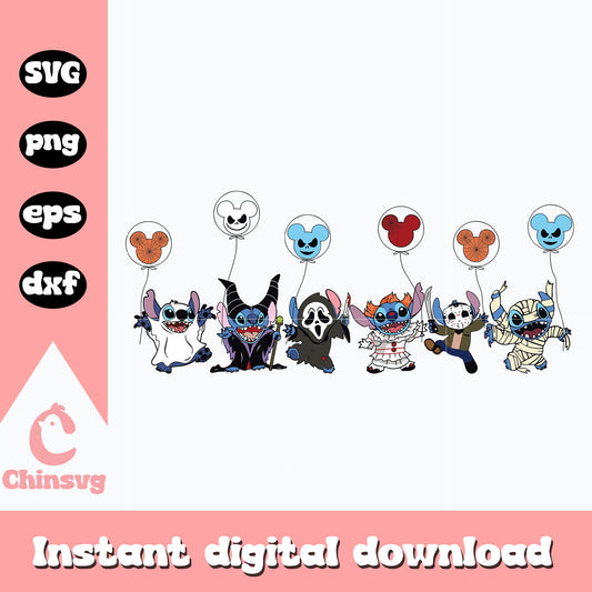 Stitch horror characters svg, halloween svg