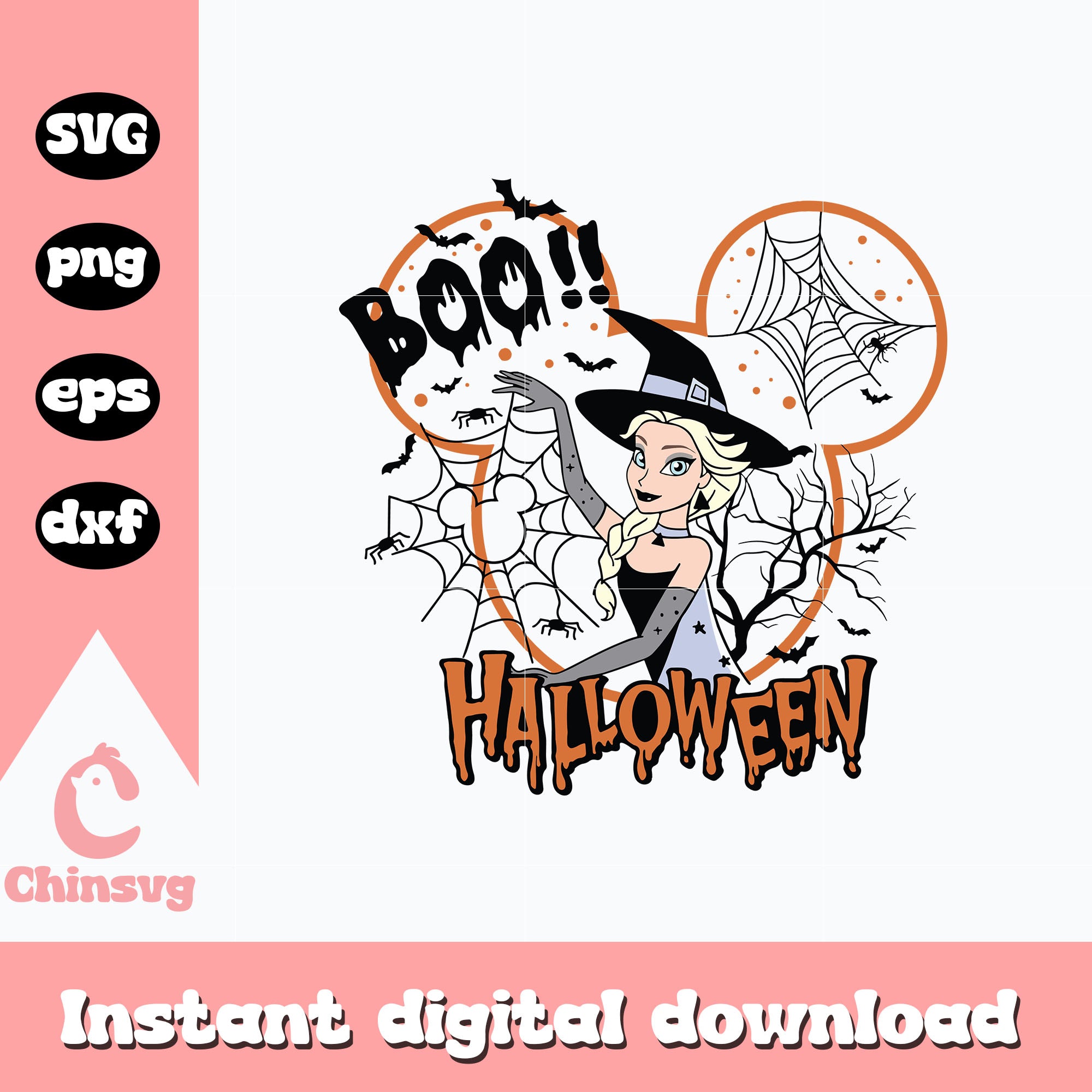 Princess Elsa Boo Halloween svg, Mickey head halloween svg – Chinsvg