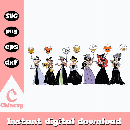 Disney princess balloon halloween svg, halloween svg