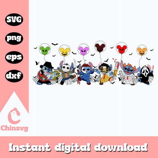 Stitch horror characters Svg, Halloween svg, digital download