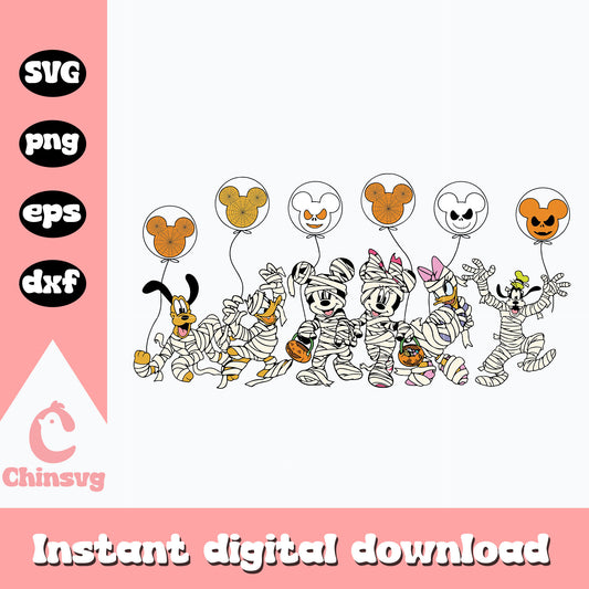 Halloween Mummy Mouse and Friends Svg, Halloween svg
