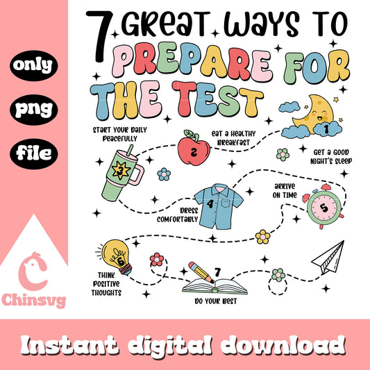 7 great ways to prepare for the test png, testing day png